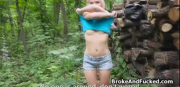  Amateur blonde fucked in the forest